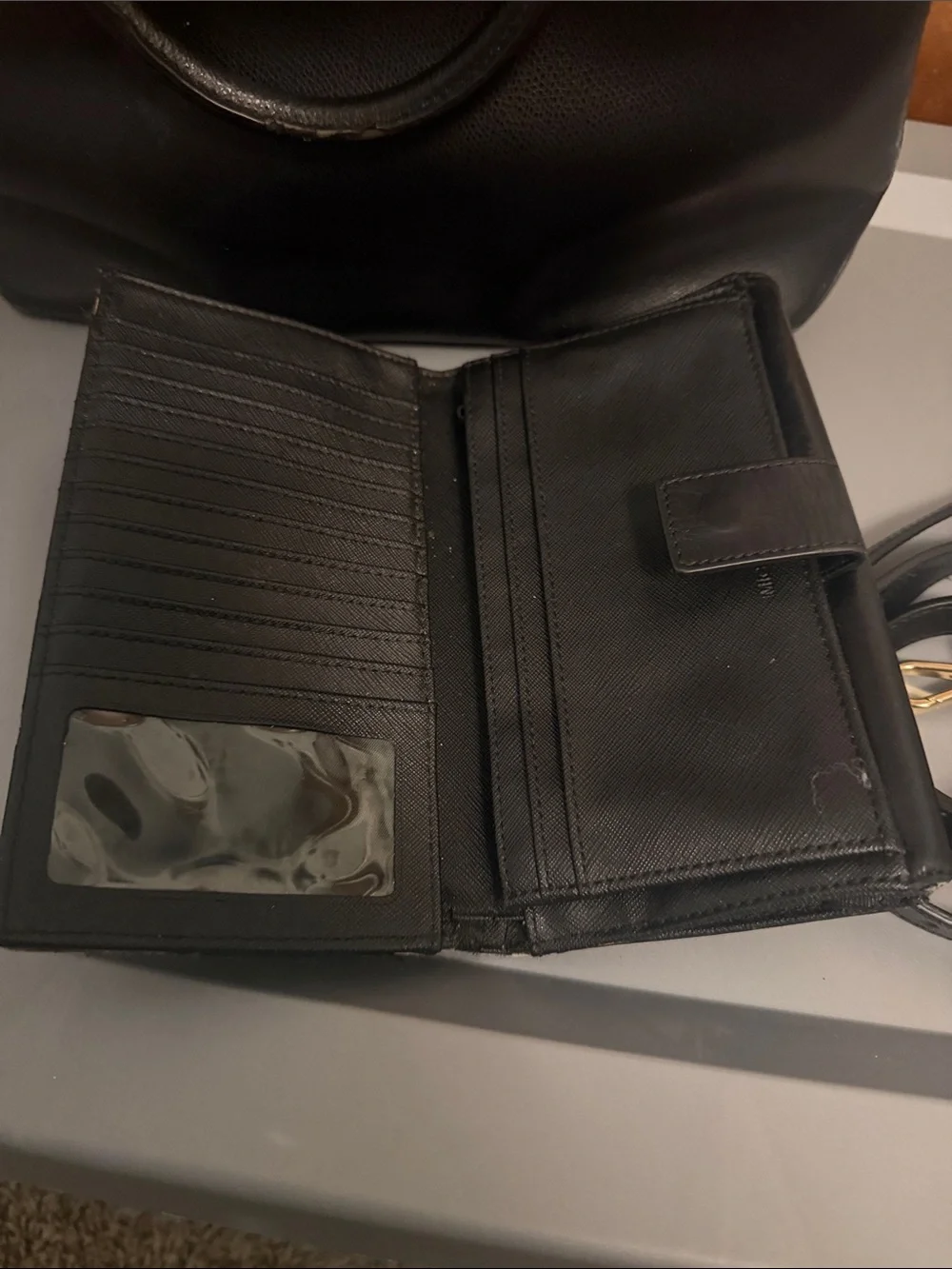 Michael Kors Black Leather Satchel with Matching Wallet and Strap - Picture 2 of 7
